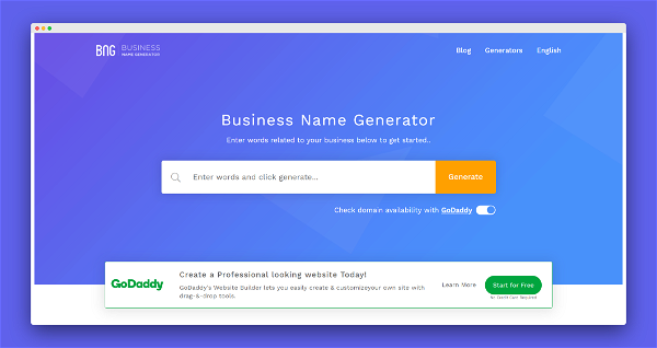 Business Name Generator Screenshot